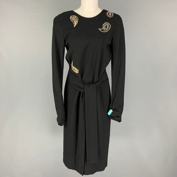 PAUL SMITH Size 4 Black Jersey Beaded Open Back Long Dress - Picture 1 of 6